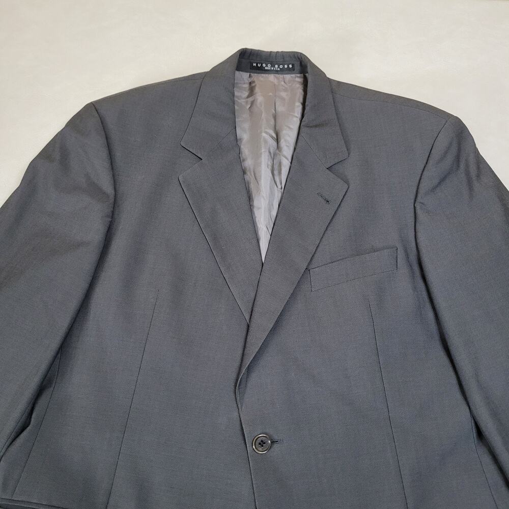 VTG Hugo Boss Sport Coat Jacket Blazer Mens 43R One Button USA Made Wool Gray - Picture 4 of 8